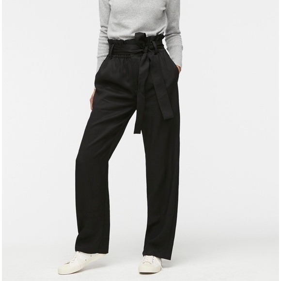 J. Crew Pants - NEW J. Crew Drapey Paper-bag Pant Women 4 Black Belt High Rise Linen Ankle AB672